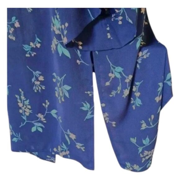 Tahari navy blue floral lightweight kimono style top size S/M NWT - Picture 10 of 16